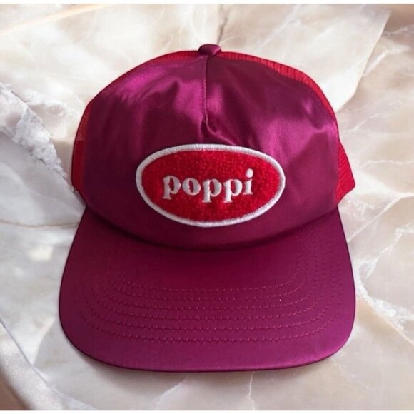 POPPI Pink Red Mesh Trucker Hat Cap NEW without tags - Picture 1 of 6